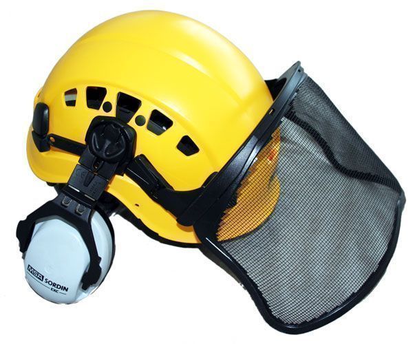 Petzl Vertex Vent climbing helmet assembly, MSA Sordin ears (31SNR