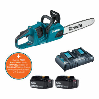 Makita DUC405PG2 Twin 18V LXT Brushless battery chainsaw (16" bar & chain) (Kit (with 2 x batteries & charger))