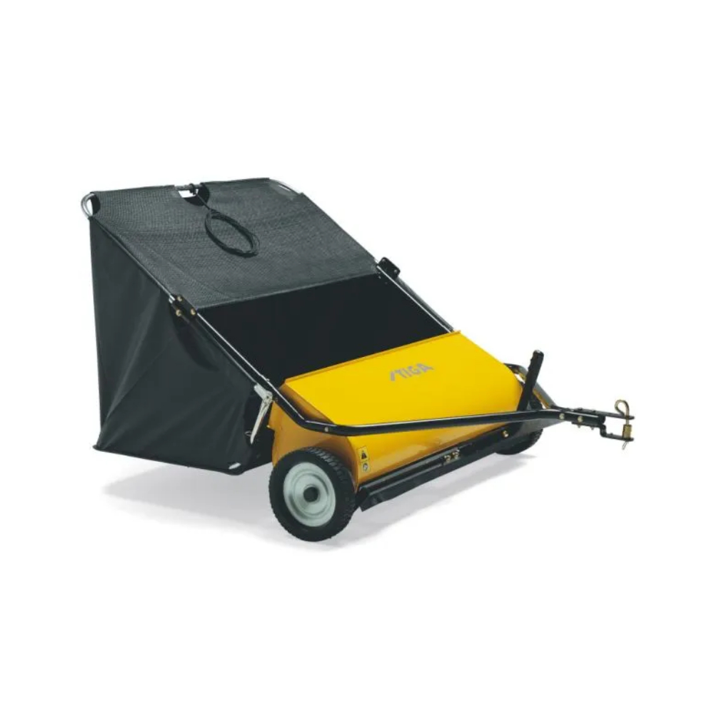 Stiga tow lawn sweeper brush with 42″ grass and leaf collector for