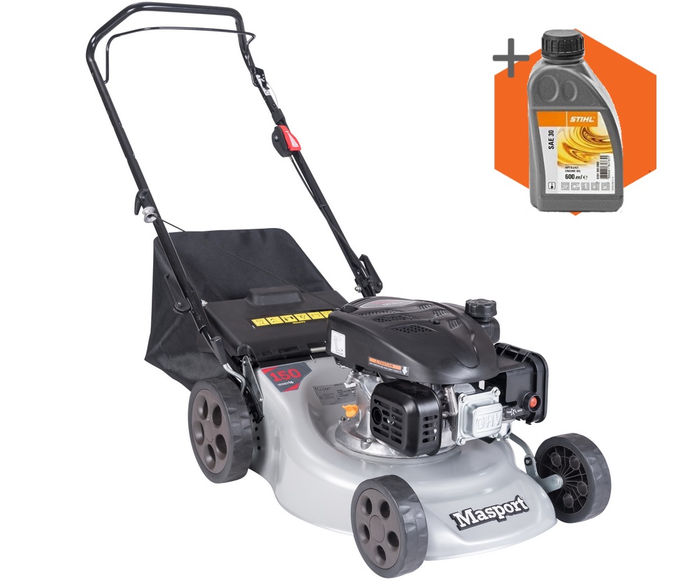 Masport 150 ST L Combo petrol push four wheeled lawn mower (16″ cut